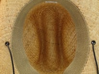 Western Straw Raffia Cowboy Hat with Sheriff Badge and Chin Cord