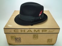 Champ Hats Fedora Kasmir Finish Black Fur Felt Hat