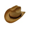 Western Straw Raffia Cowboy Hat with Sheriff Badge and Chin Cord