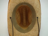 Western Straw Raffia Cowboy Hat with Sheriff Badge and Chin Cord