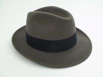 Stetson Royal De Luxe BOGART Caribou Gray Fur Felt Fedora Hat Size 7 1/8" Long Oval