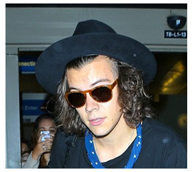 Harry Styles shows off his ever-growing locks under his fedora as he lands at LAX airport