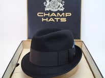 Champ Hats Kasmir Finish Black Fur Felt Trilby Fedora Hat