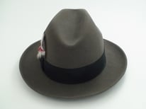 Stetson Royal De Luxe BOGART Caribou Gray Fur Felt Fedora Hat Size 7 1/8" Long Oval