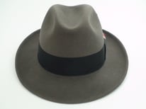 Stetson Royal De Luxe BOGART Caribou Gray Fur Felt Fedora Hat Size 7 1/8" Long Oval