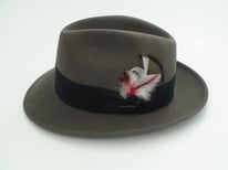 Stetson Royal De Luxe BOGART Caribou Gray Fur Felt Fedora Hat Size 7 1/8" Long Oval